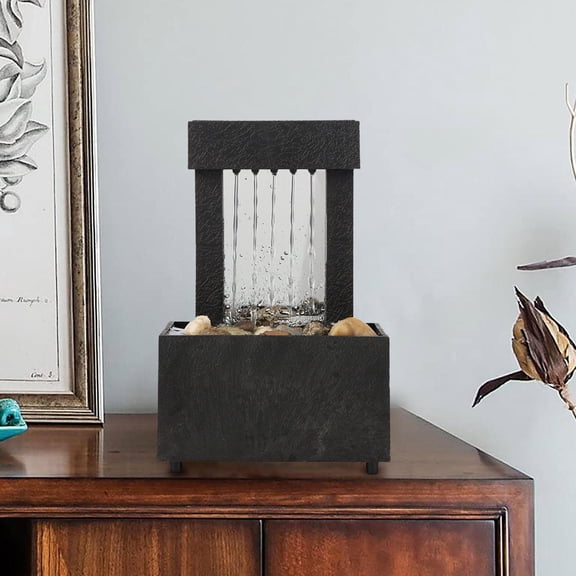 Tabletop Water Fountain with LED Lights, Decorative Zen Fountain for Home and Office, USB or Battery Powered, Soothing Sound and Relaxing Effect