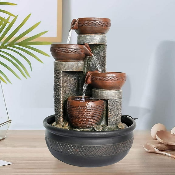 Tabletop Water Fountains Indoor Waterfall and Calming Water Sound Relaxation Desktop Fountain,The for Office, Room Decoration, Portable Feng Shui Fountain Indoor and Outdoor