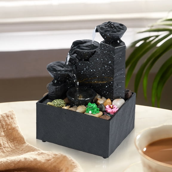 Tabletop Waterfall Decor Meditation Desktop Fountain Tabletop Fountain Ornaments for Office,with Lig