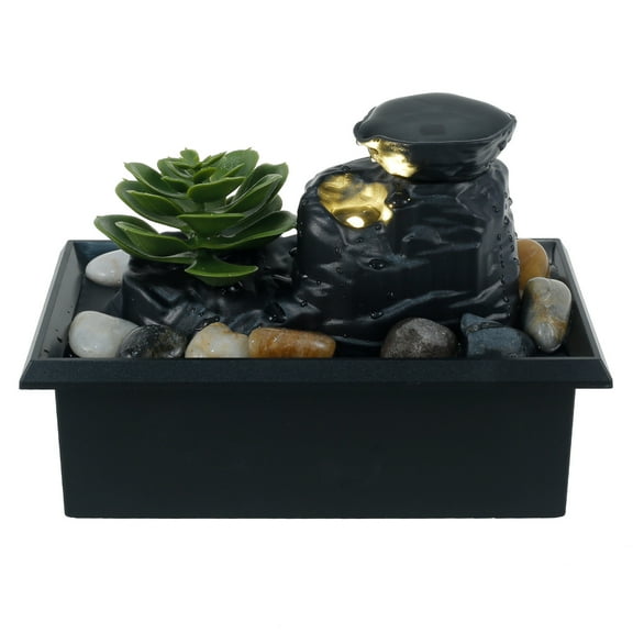 Tabletop Waterfall Decor with Lights Decoration Creative Flowing Water Ornament Space Saving Reusable for Bedroom Living Room