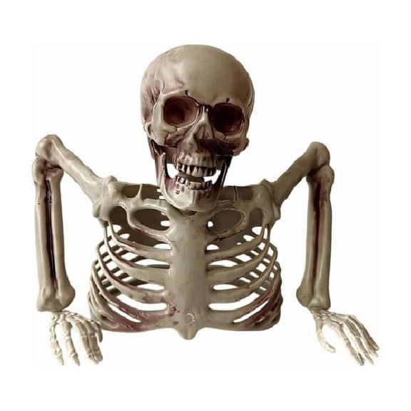 Tabletop White Plastic Half Skeleton Halloween Prop Decoration