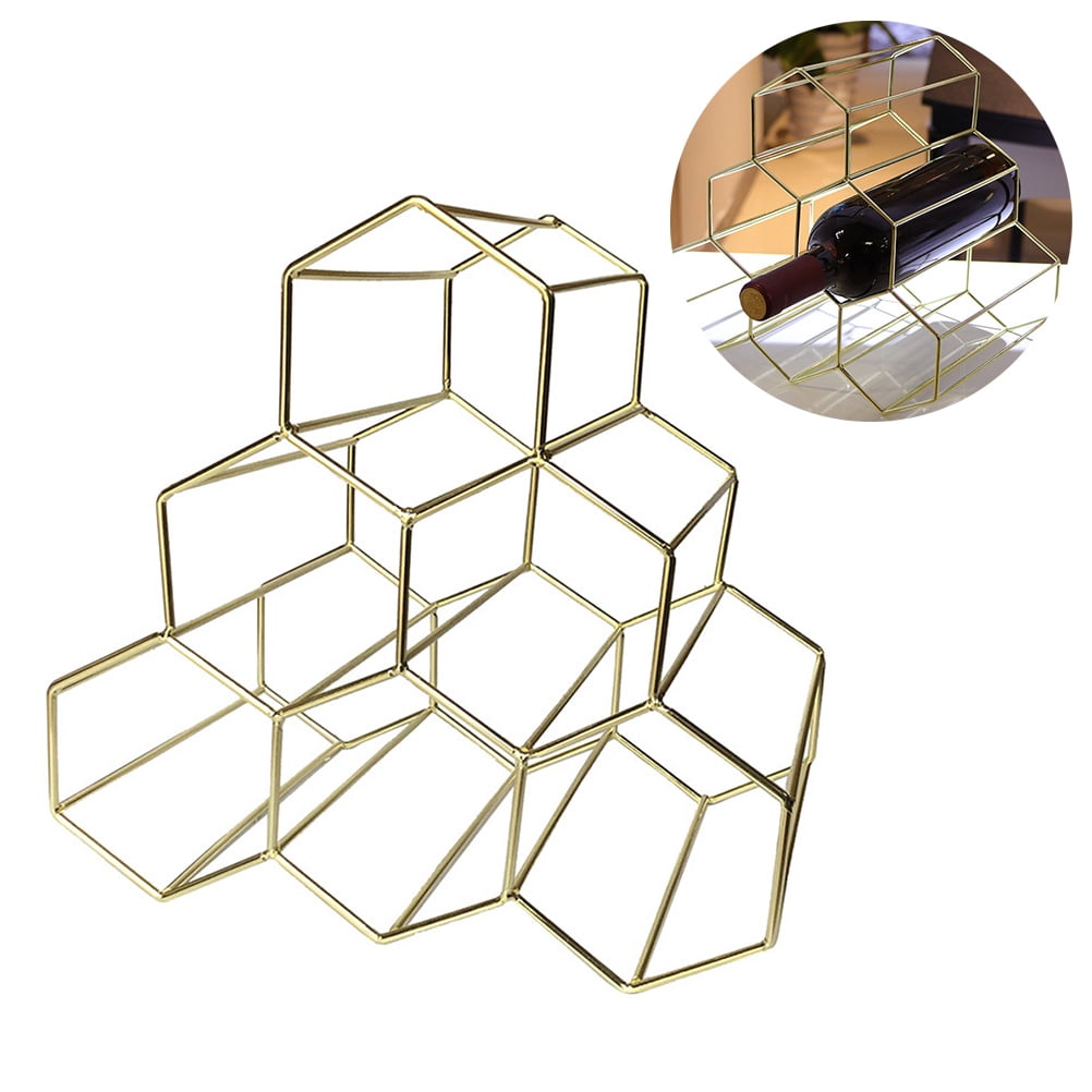 Tabletop Wine Rack 6 Bottle Wine Holder Modern Metal Wine Rack Desktop ...
