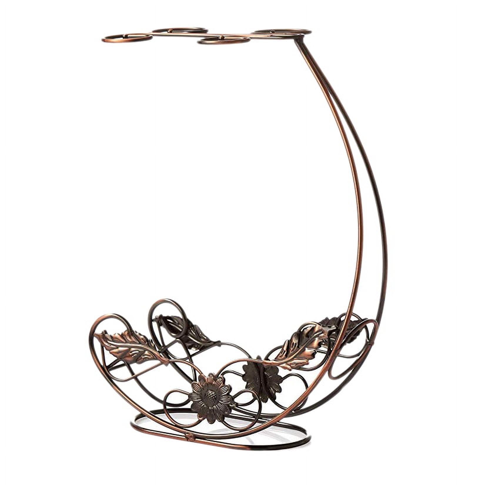 Tabletop Wine Rack Stemware Holder Holds 1 Bottle and 4 Glasses Freestanding Countertop Wine