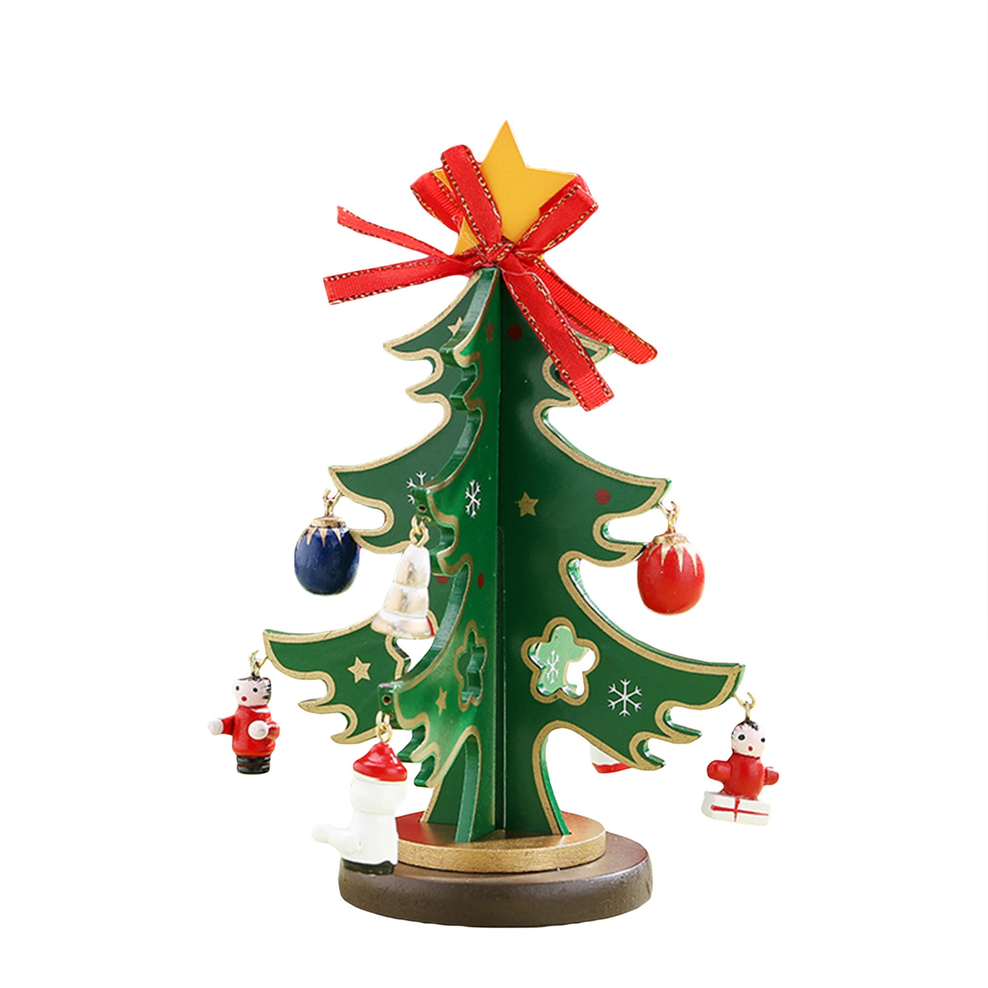 Tabletop Wooden Christmas Tree Desktop Tree with Mini Ornaments Mini ...