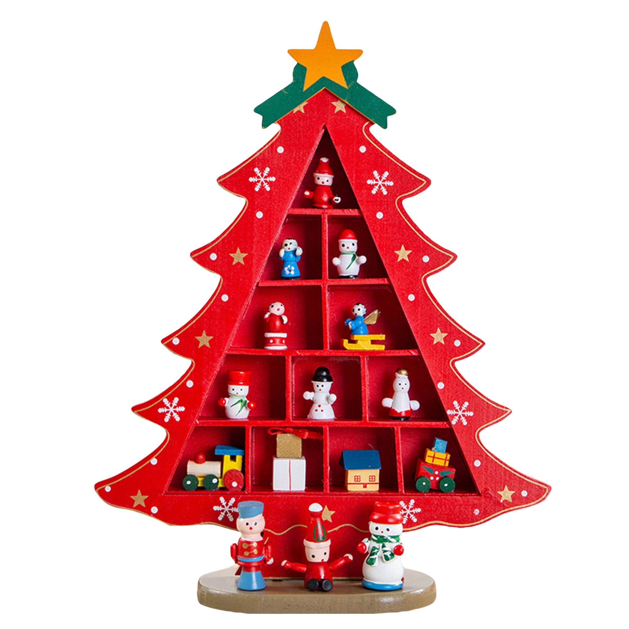 Tabletop Wooden Christmas Tree Desktop Tree with Mini Ornaments Mini