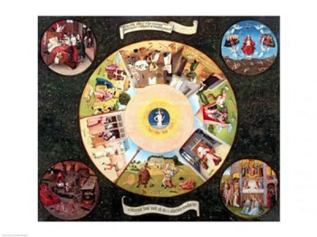 Tabletop of the Seven Deadly Sins and the Four Last Things Canvas Art - Hieronymus Bosch (24 x 18)