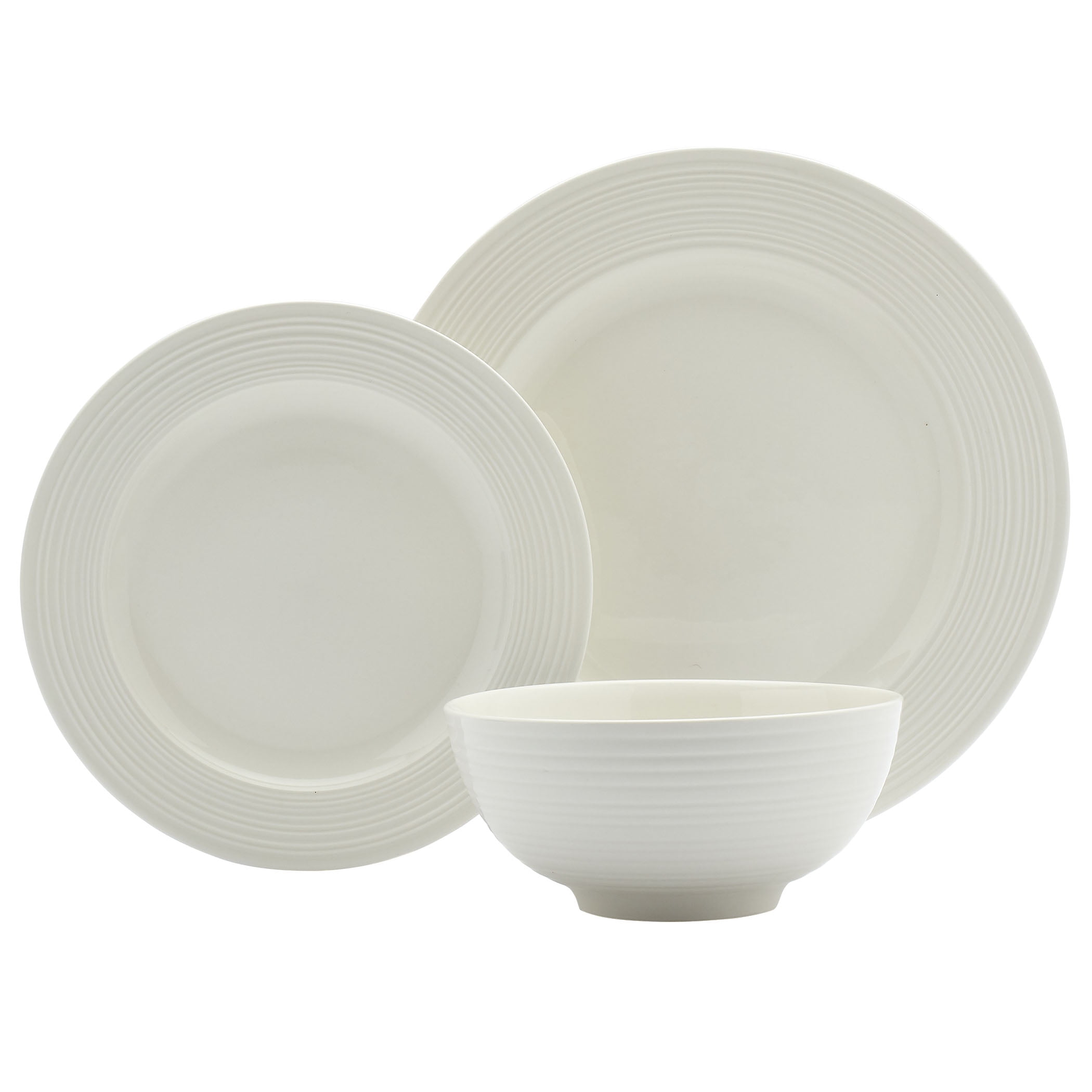 12-Piece White Porcelain Embossed Dinnerware Set
