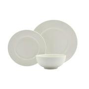 Tabletops Gallery 12 Piece Dubai Embossed Porcelain White Dinnerware Set of Plates Bowls Dishes - Service for 4