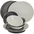 thumbnail image 1 of Tabletops Gallery 12 Piece Gray Melamine Dinnerware Set Plates Bowls for Indoor/Outdoor Use, Service for 4, Grayscale, 1 of 9