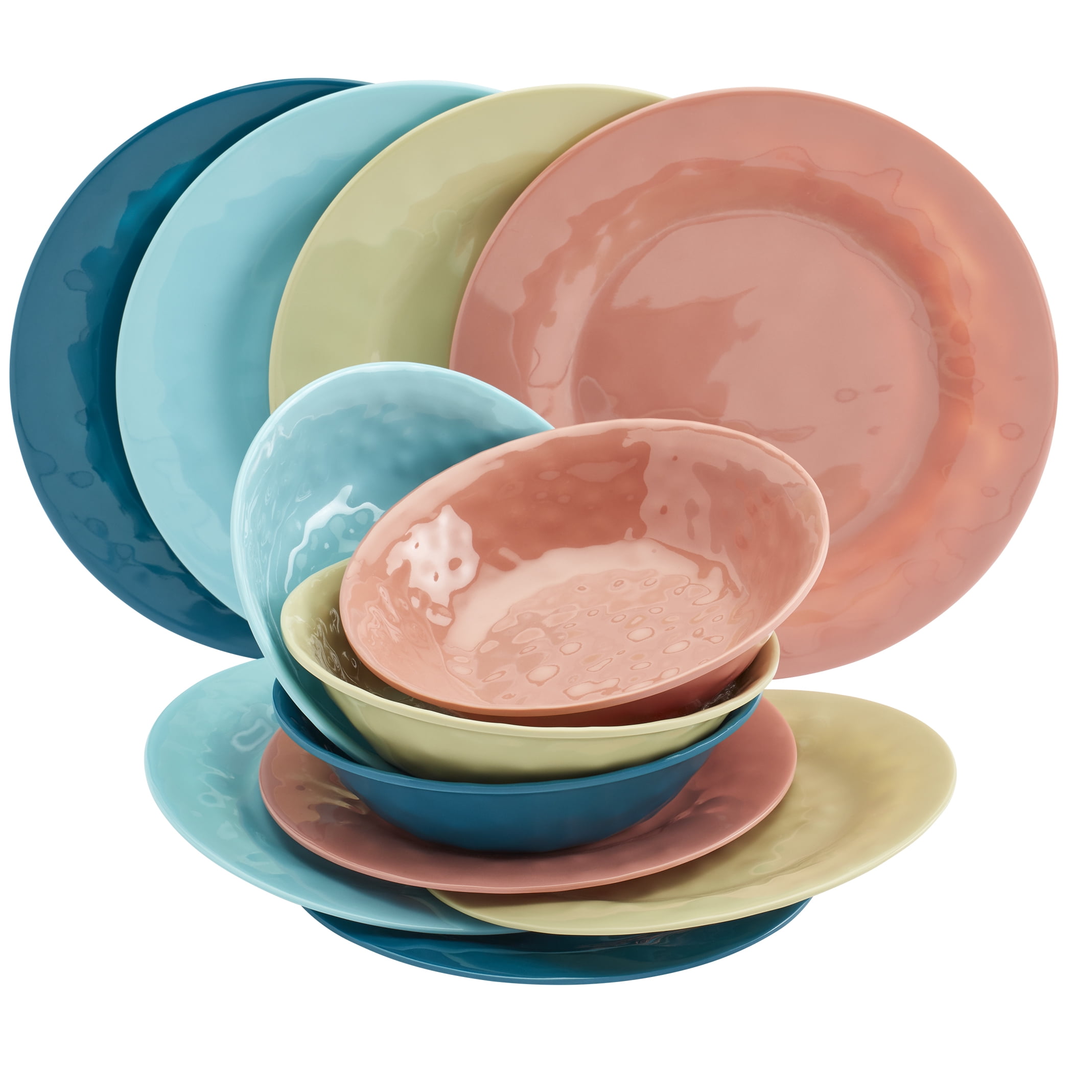 Tabletops Gallery 12PC Assorted Melamine Dinnerware Set - Summer Fun -  Walmart.com