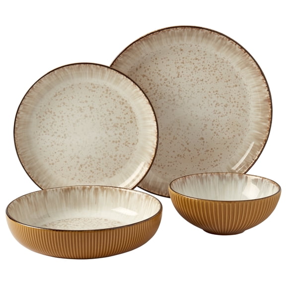 Tabletops Gallery 16 Piece Jura Caramel Stoneware Dinnerware, Service for 4