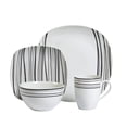 thumbnail image 1 of Tabletops Gallery 16 Piece Justin Square White Porcelain Dinnerware Set, Service for 4, 1 of 9