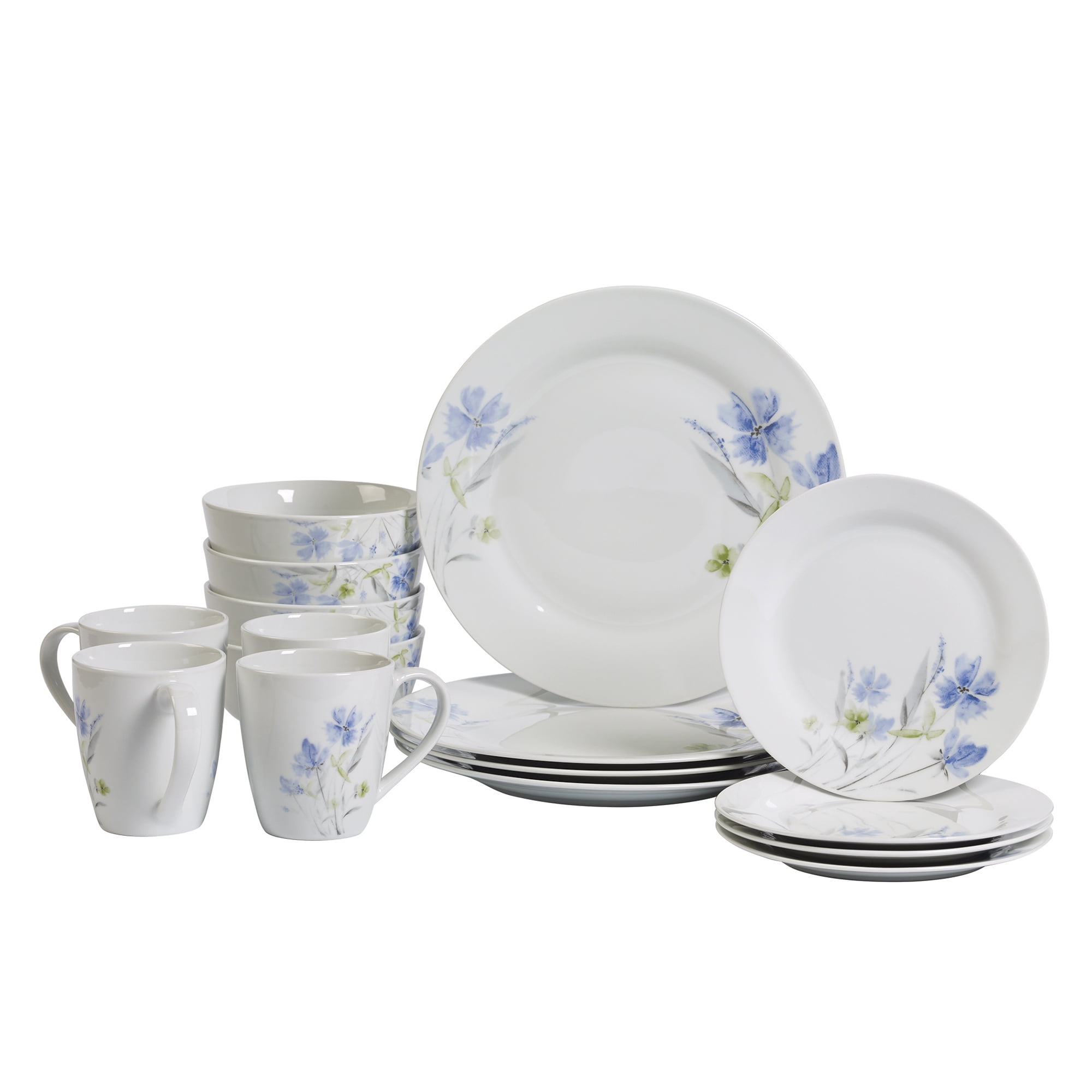 16-Piece White Porcelain Wildflower Dinnerware Set