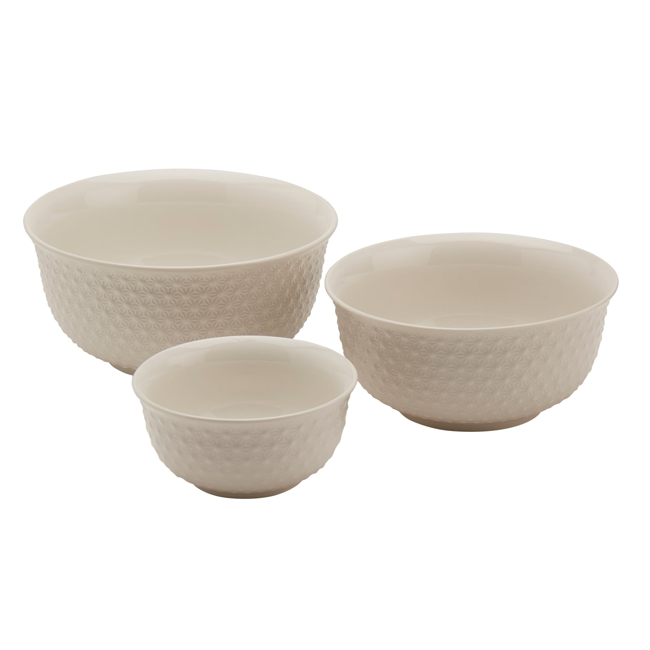 Tabletops Gallery 3 Piece Embossed White Bowl Set - 8\