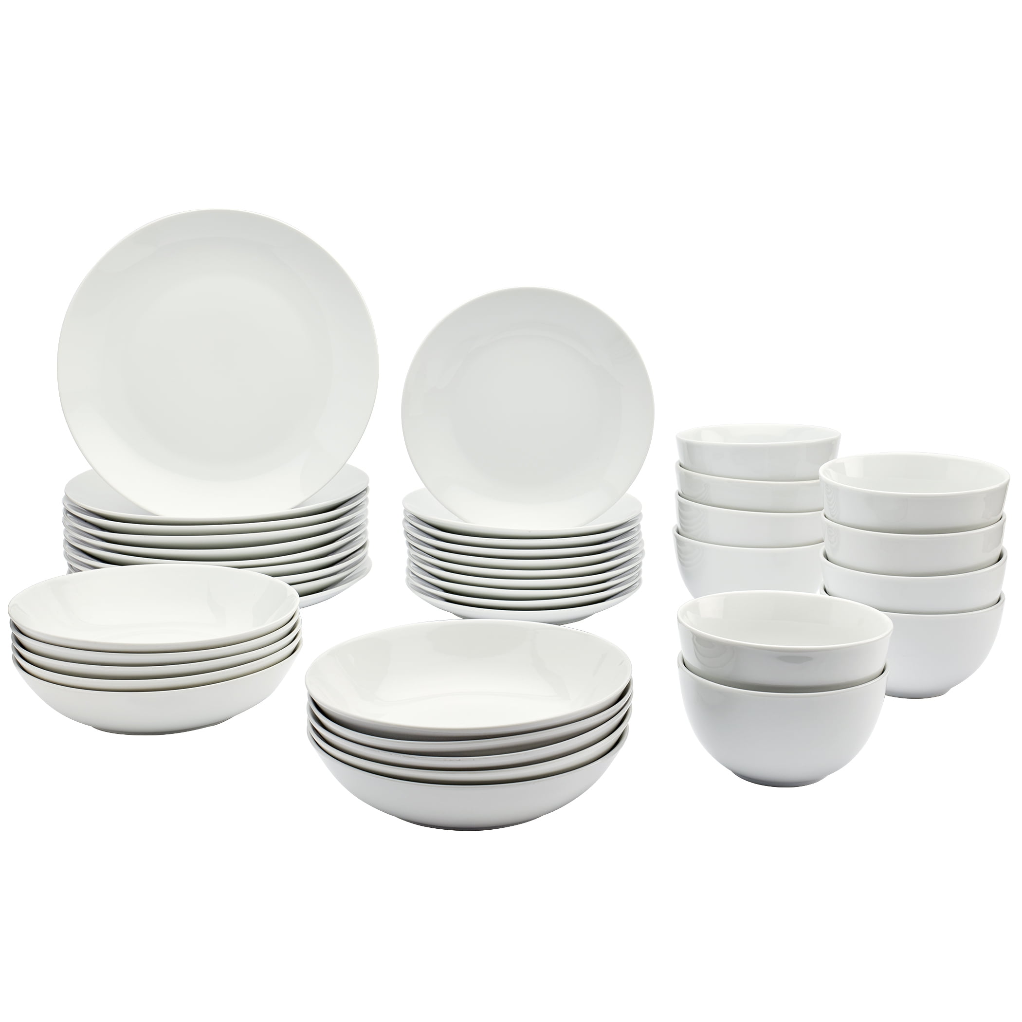 Tabletops Gallery Bloom 3 Piece Serving Bowl Set Embossed Bone White  Porcelain Round Dinnerware Collection- Chip Resistant Scratch Resistant