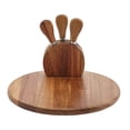 thumbnail image 1 of Tabletops Gallery 5-Piece Acacia Wood Cheese Serving Board Set with Knives, 1 of 11