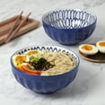 thumbnail image 1 of Tabletops Gallery 6.5" Cobalt Cafe Fluted Stoneware Ramen Noodle Bowls, Set of 2, 1 of 7