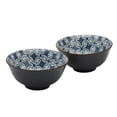 thumbnail image 1 of Tabletops Gallery 6"  Blue Pattern Embossed Stoneware Ramen Noodle Bowls, Set of 2 - 6.125", 1 of 4