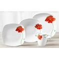 thumbnail image 1 of Tabletops Gallery Poppy Square 16 Piece Dinnerware Set, Floral Pattern, 1 of 13