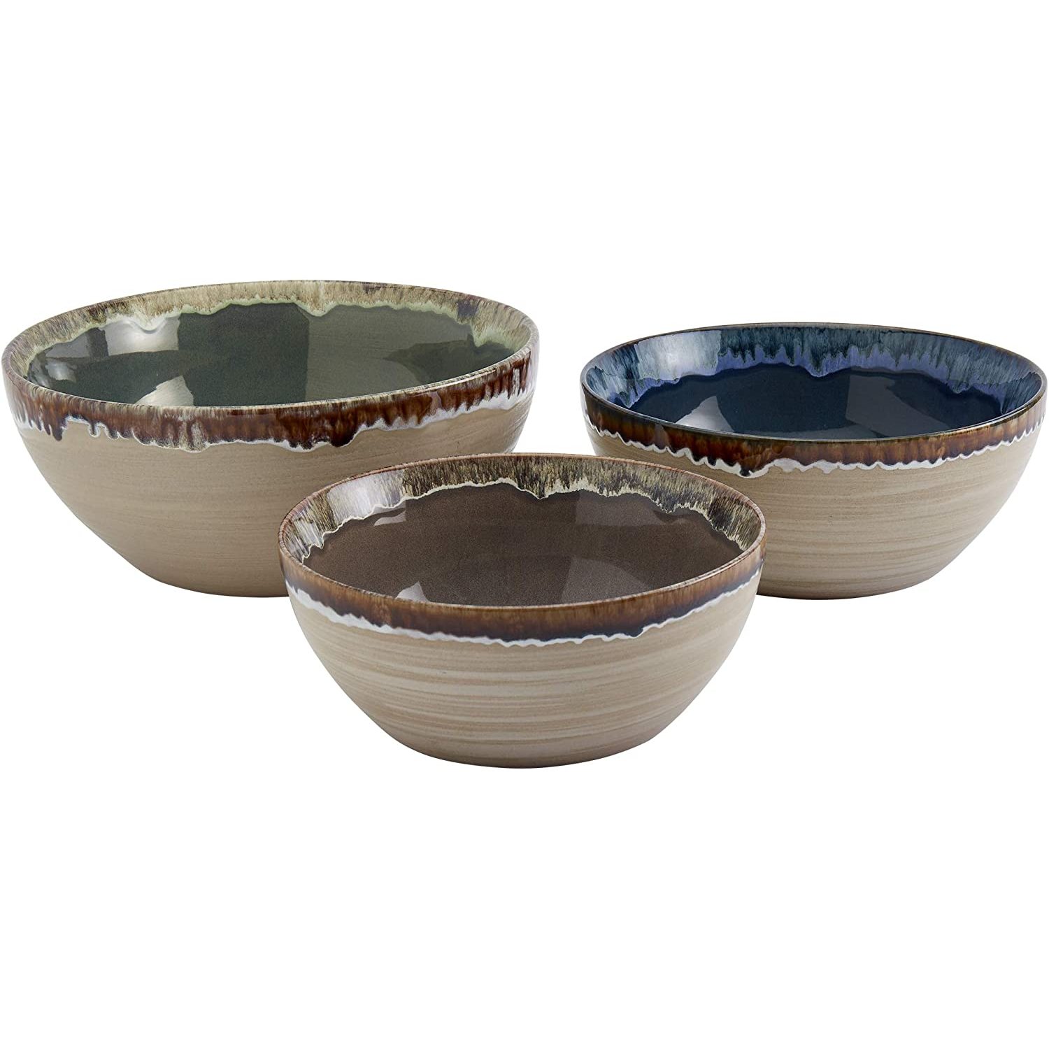 Tabletops Gallery Tuscan Reactive Glaze Stoneware Platter Serving Bowl