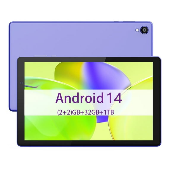 Tablets 10.1 inch Android 14 Tablet Newest, 32GB ROM 1TB Expand, Quad-Core Processor Tablet, 6000mAh Battery, Dual Camera, Wifi, 1280x 800 IPS Tablet PC (Purple)