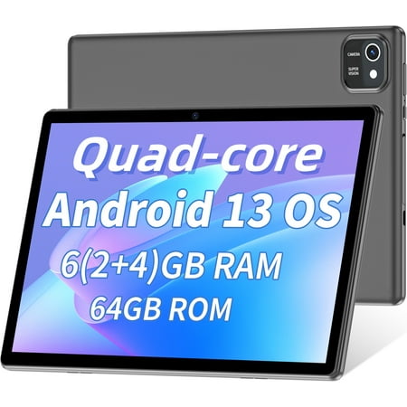 Tablets 10.1 inch Android 13 Tablet Newest, 64GB ROM 1TB Expand, Quad-Core Processor Tablet, 6000mAh Battery, Dual Camera, Wifi, 1280x 800 IPS Tablet PC (Blue)