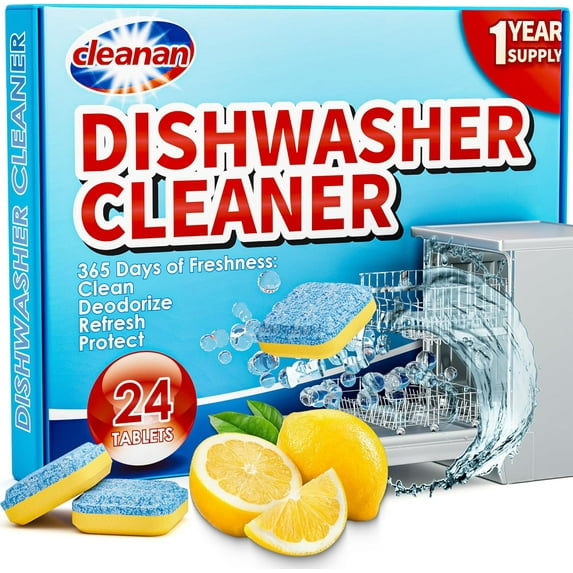 Tablets - 24 Pack Powerful Descaling and Refreshing Pods, Deep Cleaning for Dish Washer Machine, Heavy Duty for Sparkling Clean - Yearly Supply.