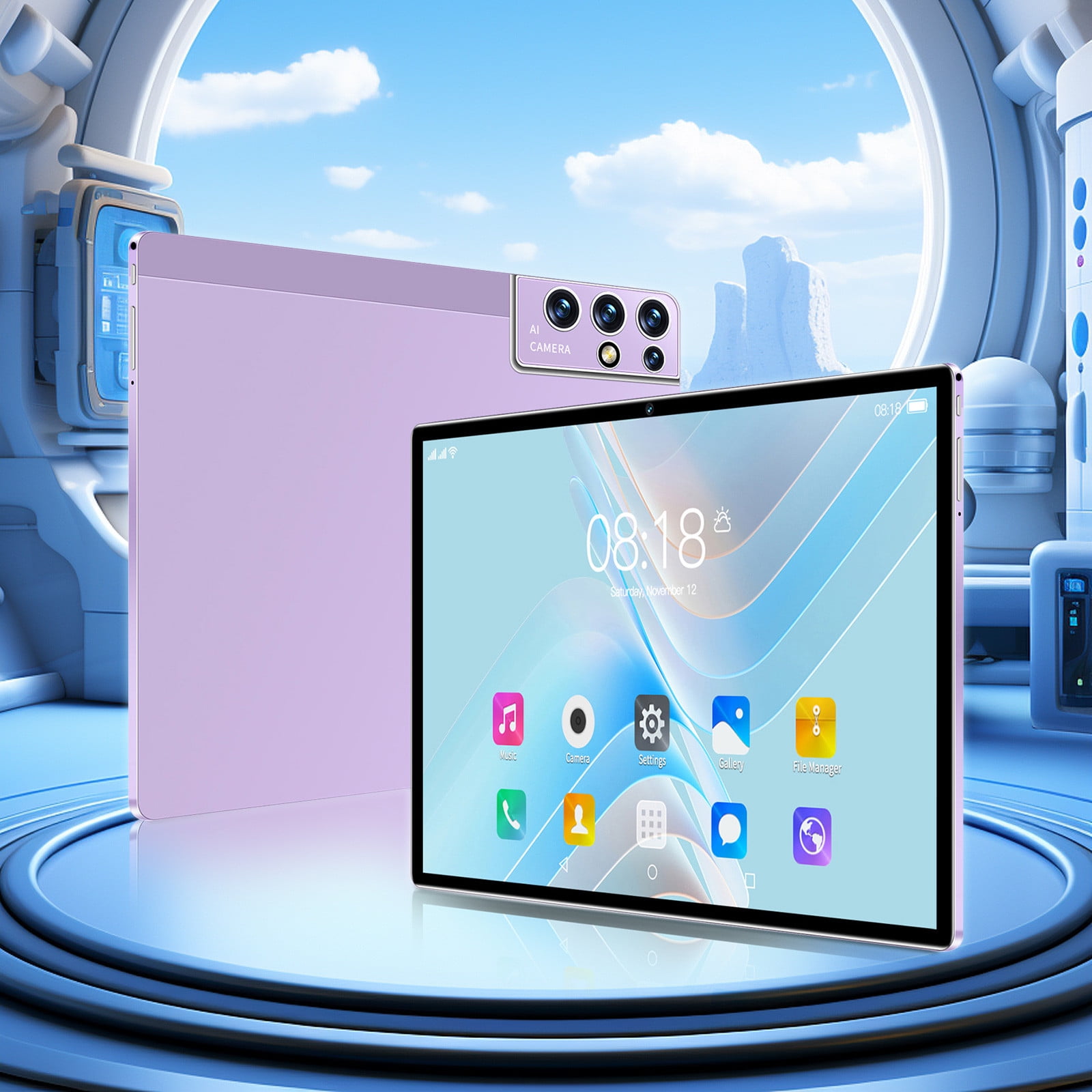 Tablets for Adults, Hwkond All-new Tablets 2+16G Ultra-thin HD Display 2.4G/5G WiFi 256G Of Memory Android Tablet Learning Game Video Office Tablet Supports SIM Communication,Purple