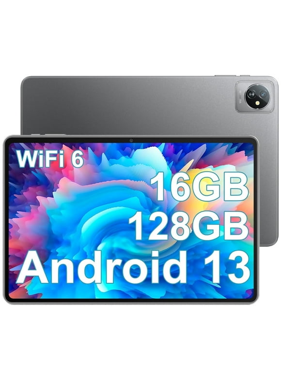 Tablets Blackview 10.1 inch Tablet Android 13 Tablets 128GB ROM 8GB RAM Google GMS/Google Lens/Widevine L1 Computer Tablet WiFi 6, Tab 70 Wifi, Gray