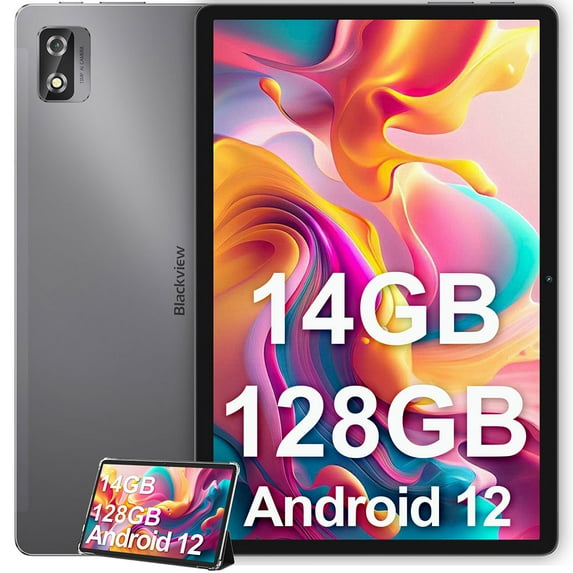 Blackview Android Tablets 10 inch 14GB/128GB ROM Google GMS 5G Wifi Computer Tablet with Case, Tab 12 Pro, Gray