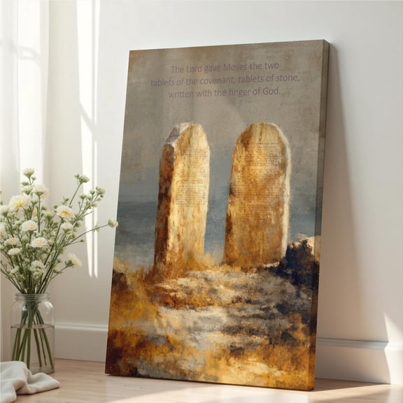 Tablets Of Stone Landscape Print Moses Covenant Scripture Neutral Christian Wall Art, Unframed Canvas 8x10in