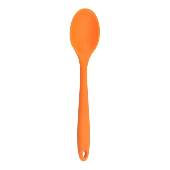 Tableware 1pc Silicone Spoon for Kitchen Cooking Utensil for Mixing Stirring Serving Heat- Flexible Silicone Spoon Ideal for Nonstick Pans, 8.07*1.77 in, Orange