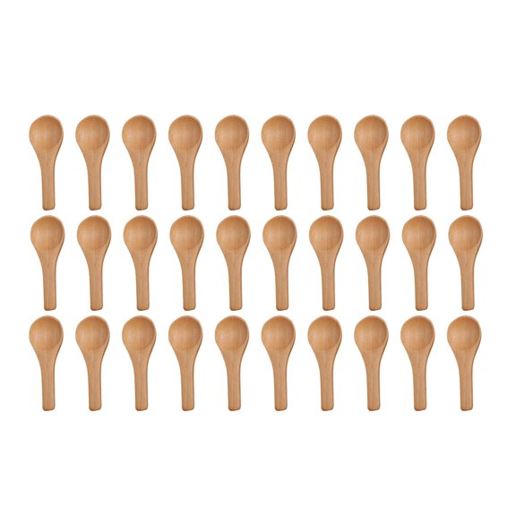 Tableware 30 Small Wooden Spoons Nature Spoons Wood Teaspoon Cooking Condiments Spoons for Kitchen 30PCS,One Size,Brown