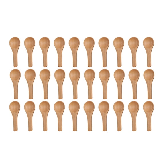 Tableware 30 Small Wooden Spoons for Kitchen Use Nature Teaspoon Cooking Condiments Spoons for Tableware Sets 30PCS, One Size, Brown