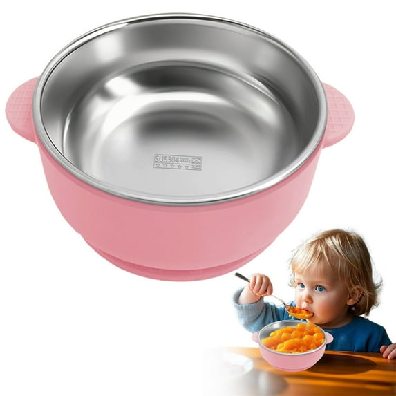 Tableware,4-Pack 2-in-1 Baby Bowls with Suction Base, Stainless Steel Toddler Feeding Bowls with Removable Heat Insulation Sleeve, Leak-Proof & Anti-Scald for 6+ Months (Pink, Blue, Green, Purple)
