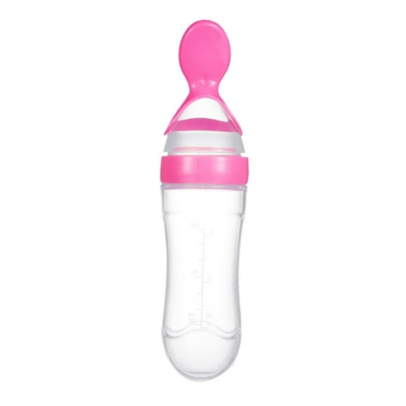 Tableware Cereal Food Feeder Silicone Feeding Baby Bottle With Spoon for Rice and Solid Foods