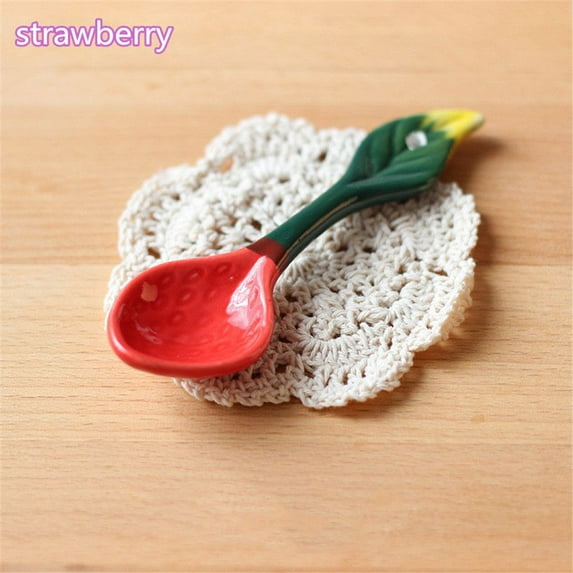 Tableware Children Coffee Spoons Ceramic Spoon Fruit Shape Teaspoons Cartoon STRAWBERRY