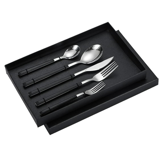 Tableware Cutlery Set Stainless Steel Dinner Knives Forks Spoons Eating Utensils High Hardness Flatware Set Black Handle