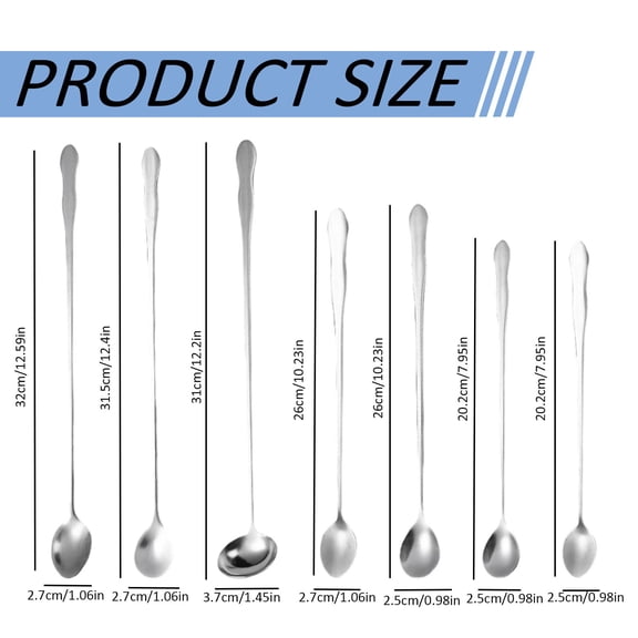 Tableware Dinnerware Disposable Tableware Tableware Set Extended stainless steel cutlery mixing spoon 26cm, 3 ice round spoons Metal