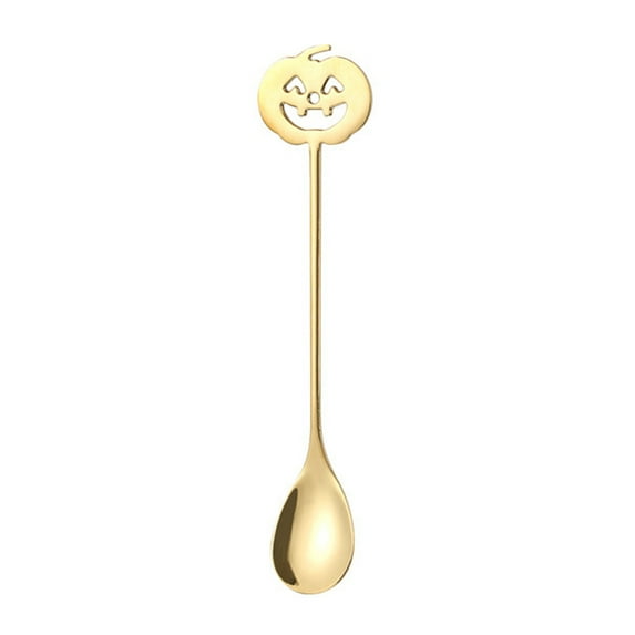 Tableware, Halloween Spoon Stainless Steel Mixing Coffee Stirrer Spoon With Pumpkin Head Stainless Steel Dessert Spoon, Home Decor