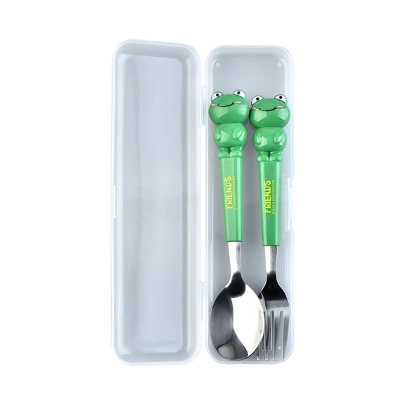 Tableware for Kids Stainless Steel Cutlery Set - Portable Utensils for Kids Dining with Safe Stainless Steel Construction for Picnic and School, 6.69×1.41 inch, Green