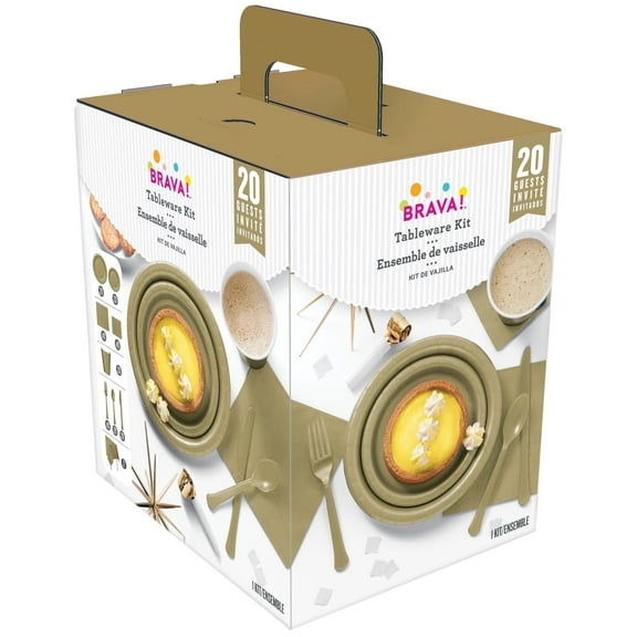 Amscan Gold 222-Piece Party Tableware Kit for 20 Guests
