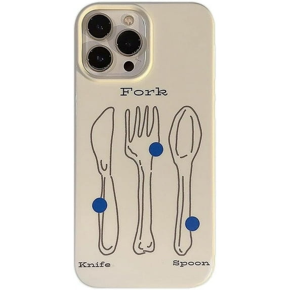 Tableware Knife Fork Spoon Pattern Soft for iPhone Case (White,iPhone 13)