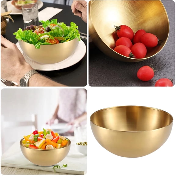 Tableware Korean Stainless Steel Bowl for Everyday Use - Versatile Dish Bowl with Round Sanding Gold Finish and Cold Wind Capacity