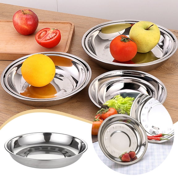 Tableware Non Stainless Steel Plate Disc Flat Plate Shallow Plate Plate Plate for Everyday Dining and Entertaining,16 cm,Silver