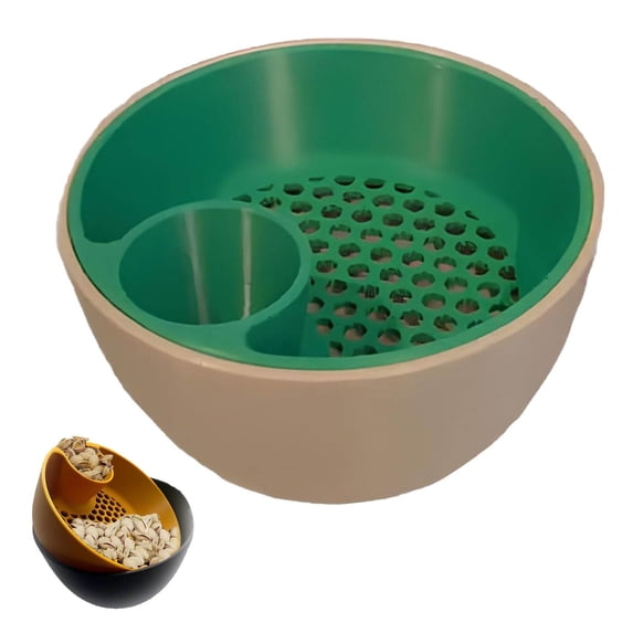 Large Double Dish Snack Serving Bowl Set With Storage Holder And Food Waste Compartment For Pistachios Edamame Cherries Popcorn Fruits