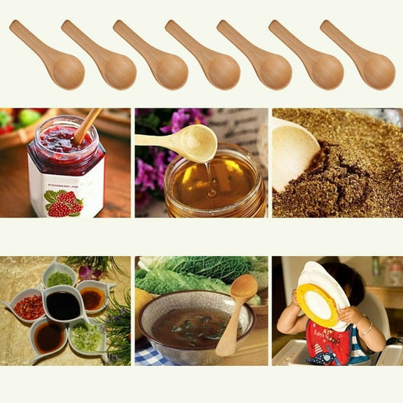 Tableware Product Category 30 Small Wooden Spoons for Kitchen Use Nature Spoons Teaspoon Condiments and Cooking Utensils Set 30PCS, 3x1 inch, Brown
