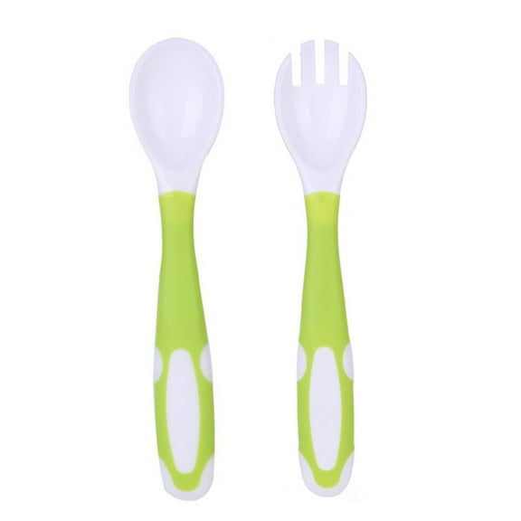 Tableware Set,Baby Cutlery Easy Grip Heat-Resistant Twistable Self Feeding Learning Spoon Fork