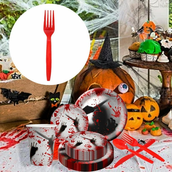 Tableware Set,Halloween Themed Party Blood Printed Paper Cup And Paper Plate Set
