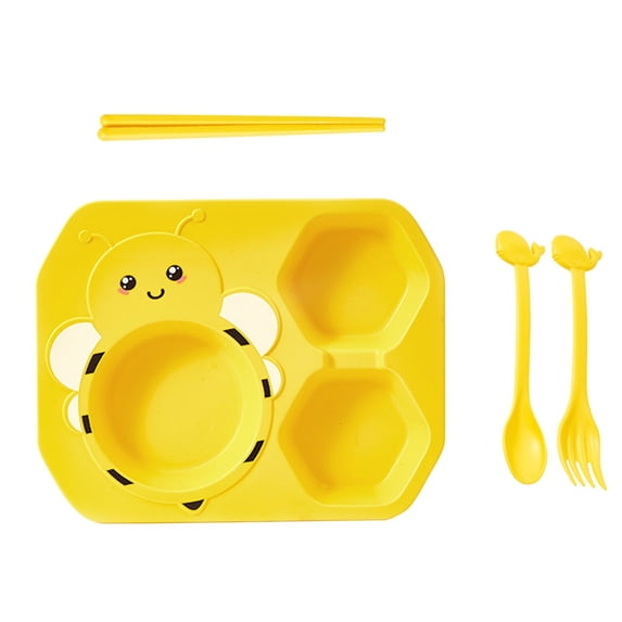 Tableware Set,Little Bee Children's Dinner Plate Home Baby Split Meal Little Bee Plate